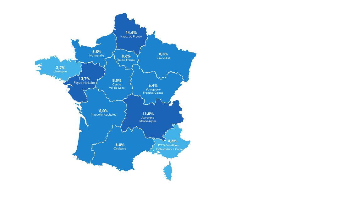 Carte répartition CDII en France