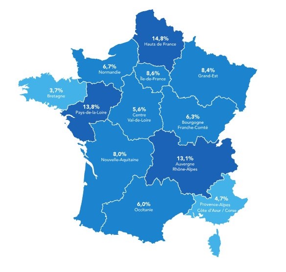 Carte répartition CDII en France