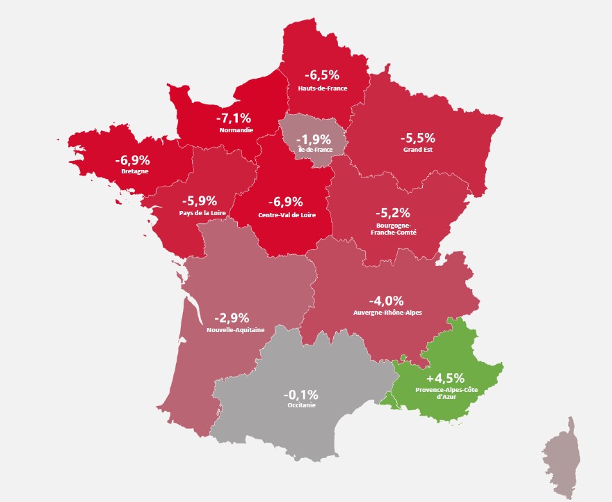 carte des régions juin 2024