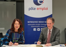 Annie Rault, Présidente Prism'emploi Bretagne et Stéphane Bideau, directeur régional adjoint de Pôle emploi Bretagne